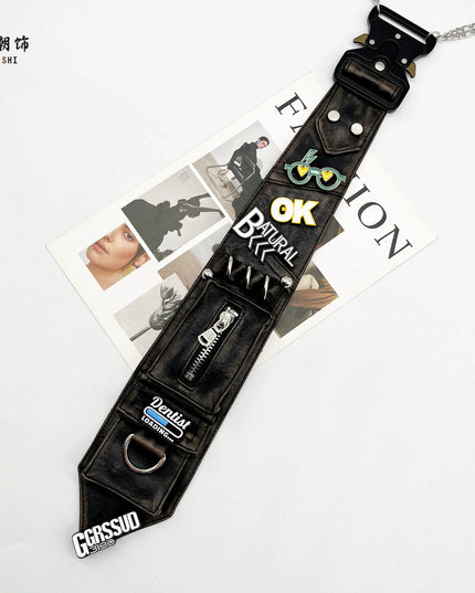 TALKLESSFASHION PU Leather Zipper Organ Bag Tie (In Stock) Lechao PU leather tie