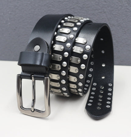 THETLSTUDIO Punk Neutral Rivet Men's and Women's Belts Trendy Personality Knight Cowhide Belt American Light Luxury Decorative Belt