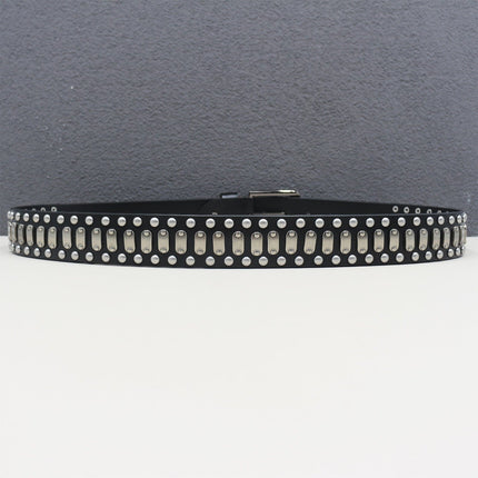 TALKLESSFASHION Punk Neutral Rivet Men's and Women's Belts Trendy Personality Knight Cowhide Belt American Light Luxury Decorative Belt