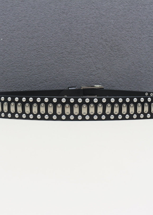 TALKLESSFASHION Punk Neutral Rivet Men's and Women's Belts Trendy Personality Knight Cowhide Belt American Light Luxury Decorative Belt