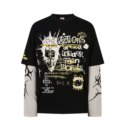 THETLSTUDIO Punk Retro Fake Two Long Sleeve Tee