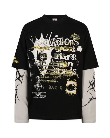 TALKLESSFASHION Punk Retro Fake Two Long Sleeve Tee