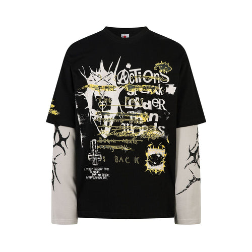 THETLSTUDIO Punk Retro Fake Two Long Sleeve Tee