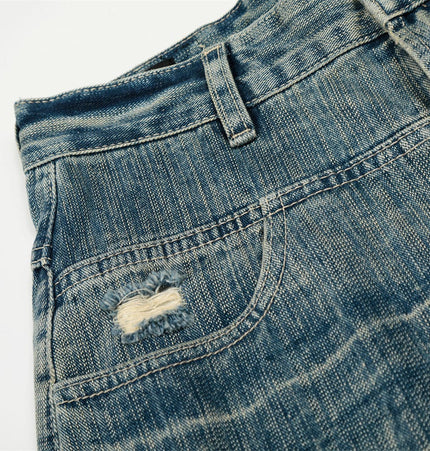 TALKLESSFASHION Punk ripped distressed washed jeans