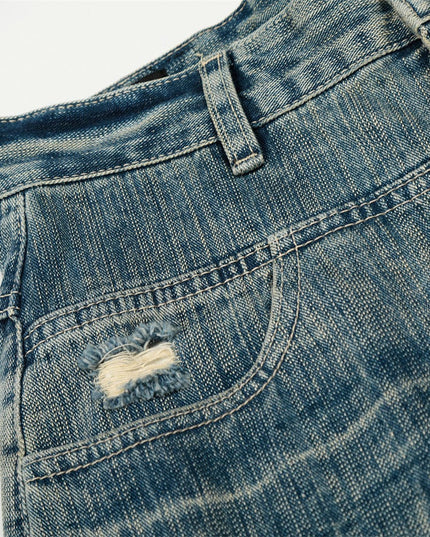 TALKLESSFASHION Punk ripped distressed washed jeans