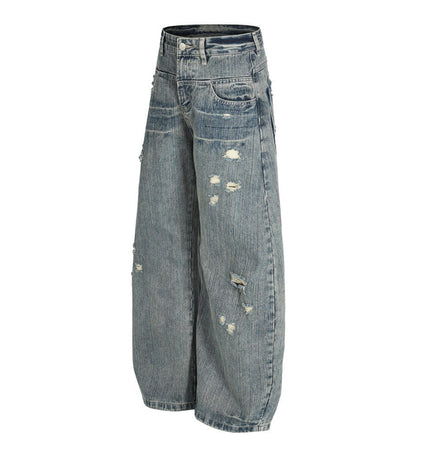TALKLESSFASHION Punk ripped distressed washed jeans
