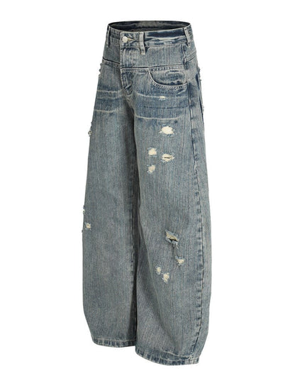 TALKLESSFASHION Punk ripped distressed washed jeans