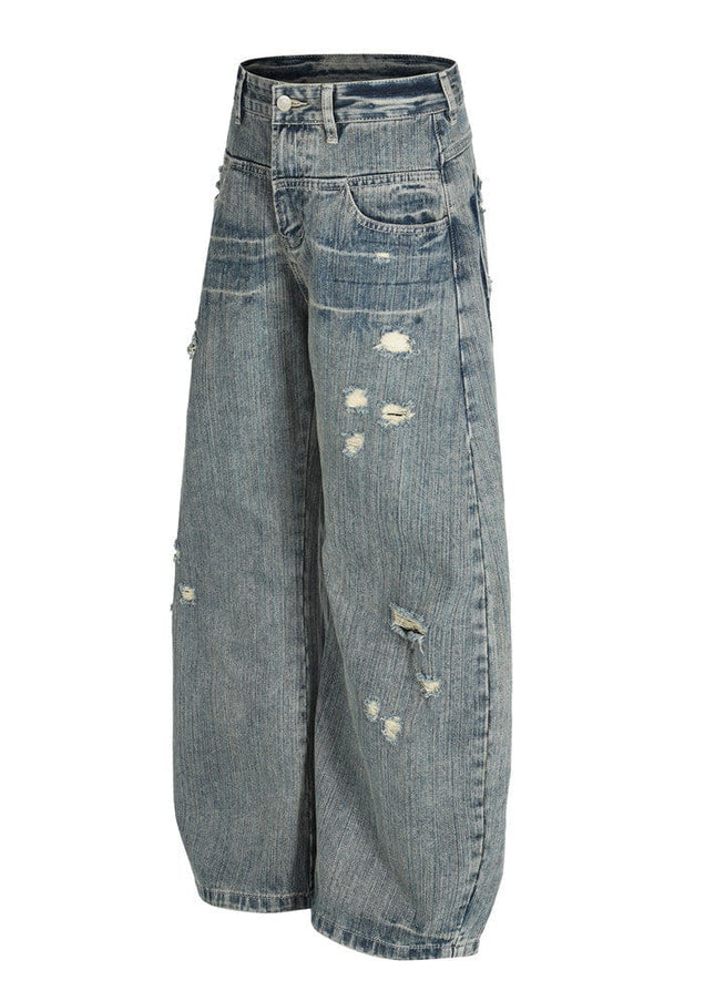 TALKLESSFASHION Punk ripped distressed washed jeans