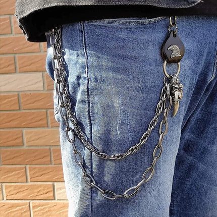 TALKLESSFASHION Punk trouser chainsMen's metallic jeans accessoriesAmerican waist chains, hip-hop trendy embellishments, statement pants, eagle claw charms