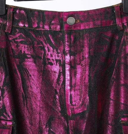 THETLSTUDIO Purple Bronzing Wide-Leg Cargo Jeans