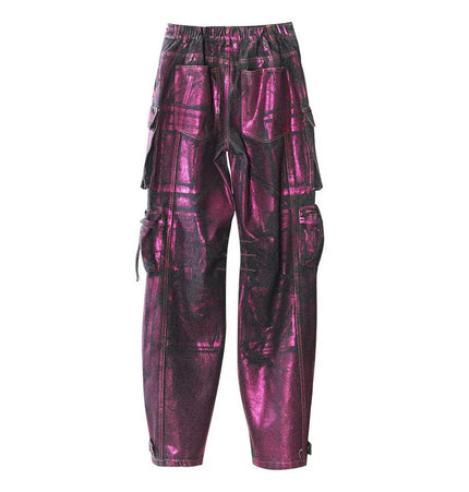 THETLSTUDIO Purple Bronzing Wide-Leg Cargo Jeans