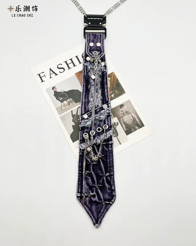 TALKLESSFASHION Purple Denim Tie (In stock) Violet Vogue: Lechao Denim Tie