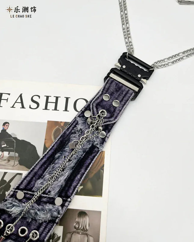 TALKLESSFASHION Purple Denim Tie (In stock) Violet Vogue: Lechao Denim Tie