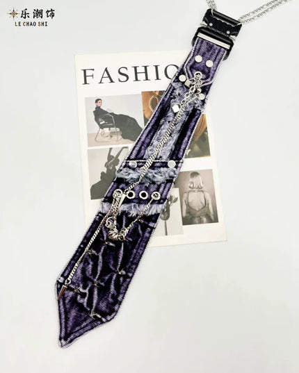 TALKLESSFASHION Purple Denim Tie (In stock) Violet Vogue: Lechao Denim Tie