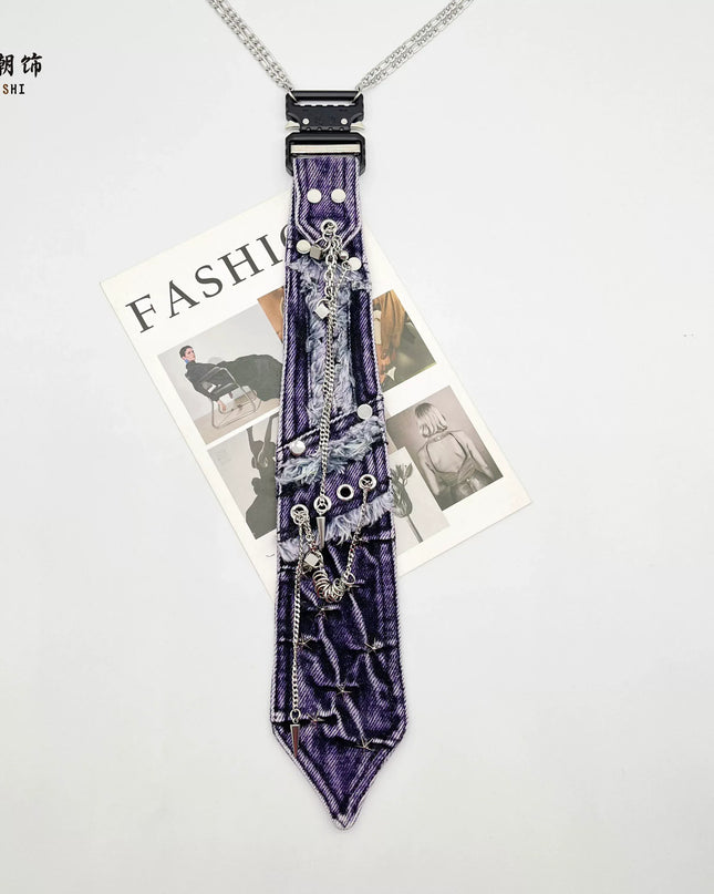 TALKLESSFASHION Purple Denim Tie (In stock) Violet Vogue: Lechao Denim Tie