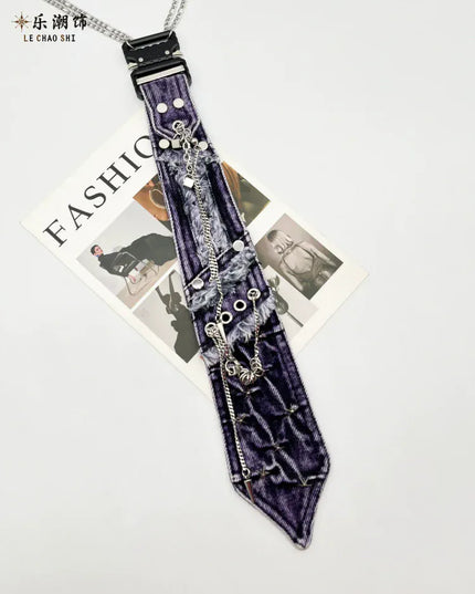 TALKLESSFASHION Purple Denim Tie (In stock) Violet Vogue: Lechao Denim Tie