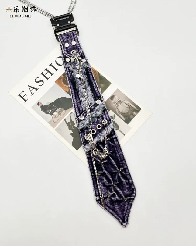 TALKLESSFASHION Purple Denim Tie (In stock) Violet Vogue: Lechao Denim Tie