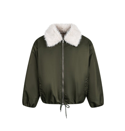 TALKLESSFASHION Retro Contrast Stitching Loose Padded Jacket