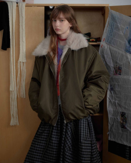 TALKLESSFASHION Retro Contrast Stitching Loose Padded Jacket