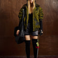 TALKLESSFASHION Retro Graffiti Aviator Jacket