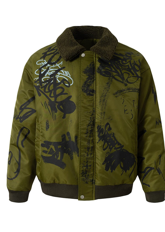 TALKLESSFASHION Retro Graffiti Aviator Jacket