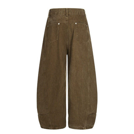 TALKLESSFASHION Retro loose silhouette scimitar pants men's save design pocket washing distressed casual wide-leg floor-length pants trend
