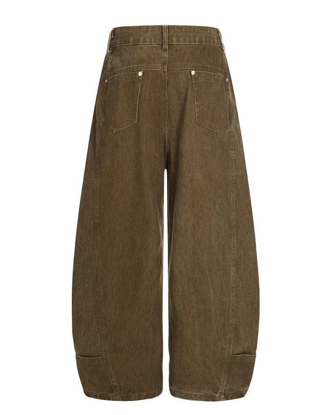 TALKLESSFASHION Retro loose silhouette scimitar pants men's save design pocket washing distressed casual wide-leg floor-length pants trend