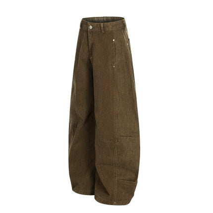 TALKLESSFASHION Retro loose silhouette scimitar pants men's save design pocket washing distressed casual wide-leg floor-length pants trend