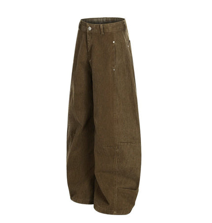 THETLSTUDIO Retro loose silhouette scimitar pants men's save design pocket washing distressed casual wide-leg floor-length pants trend
