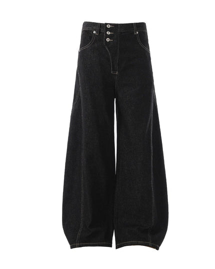 TALKLESSFASHION Retro Scimitar Wide-Leg Denim