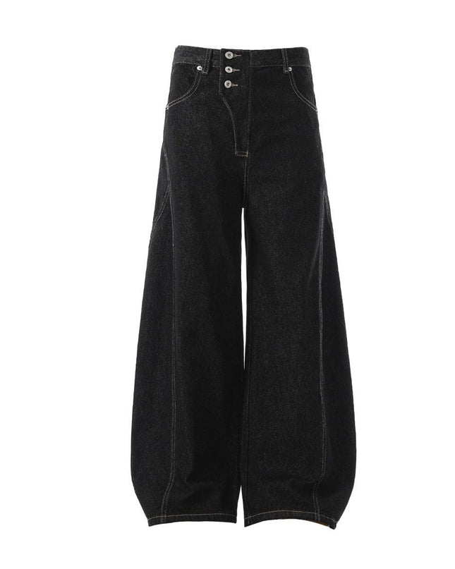 TALKLESSFASHION Retro Scimitar Wide-Leg Denim