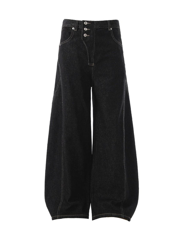 TALKLESSFASHION Retro Scimitar Wide-Leg Denim