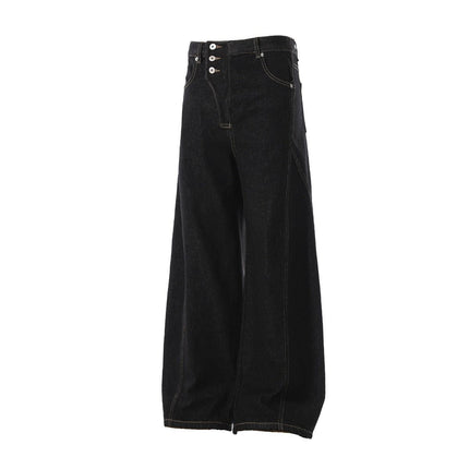 TALKLESSFASHION Retro Scimitar Wide-Leg Denim