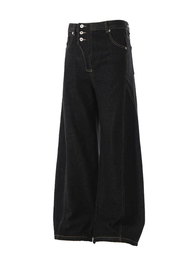 TALKLESSFASHION Retro Scimitar Wide-Leg Denim