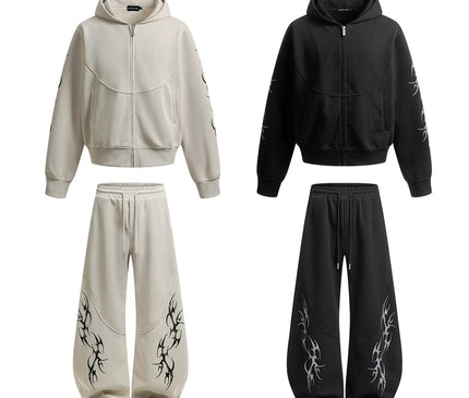 TALKLESSFASHION Retro Scimitar Wide-Leg Sweatpants