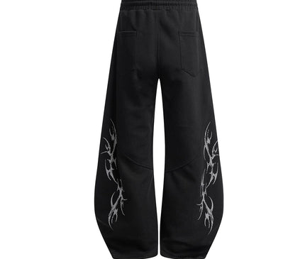 TALKLESSFASHION Retro Scimitar Wide-Leg Sweatpants