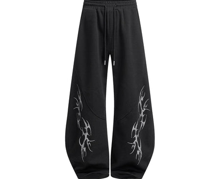 TALKLESSFASHION Retro Scimitar Wide-Leg Sweatpants