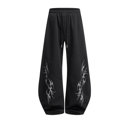 TALKLESSFASHION Retro Scimitar Wide-Leg Sweatpants