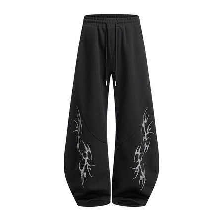 TALKLESSFASHION Retro Scimitar Wide-Leg Sweatpants