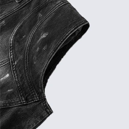 TALKLESSFASHION Retro Slim Ethnic Denim Vest