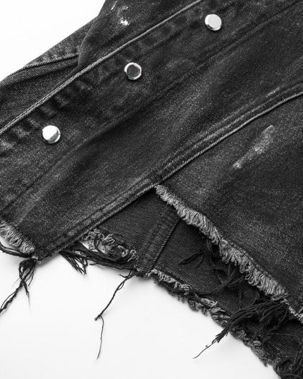 TALKLESSFASHION Retro Slim Ethnic Denim Vest
