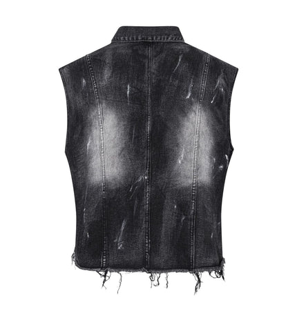 THETLSTUDIO Retro Slim Ethnic Denim Vest
