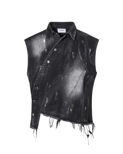 TALKLESSFASHION Retro Slim Ethnic Denim Vest