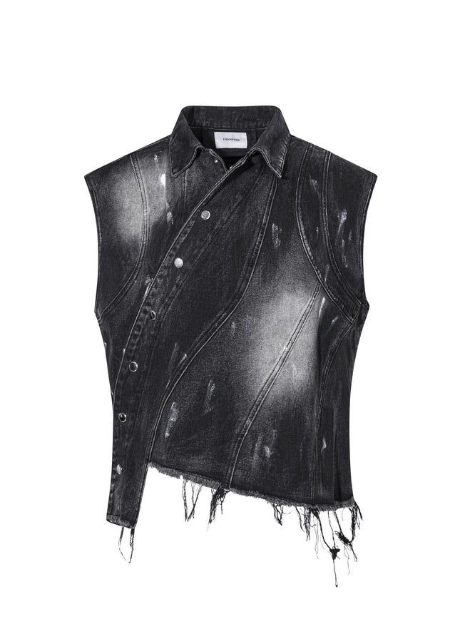 TALKLESSFASHION Retro Slim Ethnic Denim Vest
