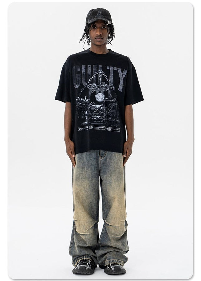 TALKLESSFASHION Retro vintage street Printing T-Shirt —- 7091
