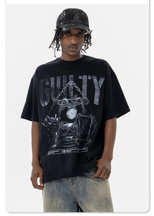 TALKLESSFASHION Retro vintage street Printing T-Shirt —- 7091