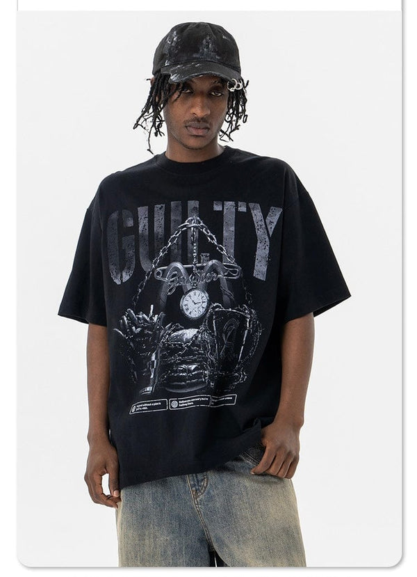 TALKLESSFASHION Retro vintage street Printing T-Shirt —- 7091