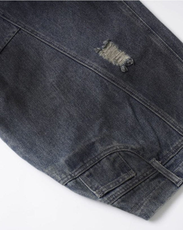 TALKLESSFASHION Retro Washed Ripped & Stitch Jeans
