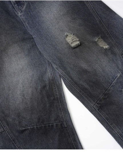 TALKLESSFASHION Retro Washed Ripped & Stitch Jeans