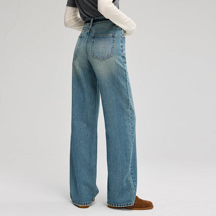 TALKLESSFASHION Retro Wide-Leg Denim Elegance